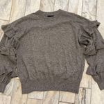 J.Crew NEW women's medium charcoal ruffled sleeves sweater Retails $75 Photo 5