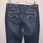 Hydraulic distressed Mid Rise Flare Jeans Blue Sequined Embroidered Photo 7