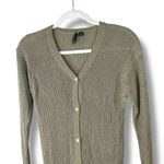 ISDA & CO. Gold Slinky Y2K Ribbed Long Sleeve Button Down Stretchy Cardigan Photo 2