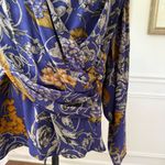 Vintage 90s Sandra Roth 100% Silk Double Breasted Blouse Floral Filagree 12 Purple Photo 3