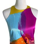 Ann Taylor  Abstract Print Satin Shift Dress Size 4P Maximalist Statement Artsy‎ Photo 3