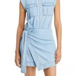Derek Lam 10 Crosby Giselle Tie‑Front Cargo Mini Dress Light Wash Denim 6 NWT Blue Photo 0