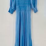 Free People NEW String Of Hearts Denim Blue Button Front Linen Maxi Dress XS Photo 4