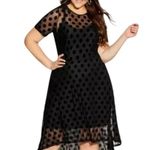 City Chic Plus Size Spot Flock Black Mesh Hi Low Midi Size 14 NWT Photo 13