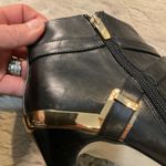 Marc Fisher Marc Fischer Aprille Black Leather Ankle Heeled Boots Size 8.5 Womens Gold Buckl Photo 4