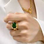Handmade Trendy Green Ring 18k Gold Plated  Photo 0