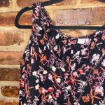 Paper Crane  Black Floral Cold Shoulder Tassel Tie Blouse Women's Size Large Photo 1