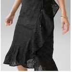 White House | Black Market WHBM Eyelet Ruffle Wrap Dress in Black sz 4 NWT Photo 2
