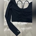 Free People  Movement Hot Tip Layer Crop Top Long Sleeve Ruched Black Large Yoga Photo 8