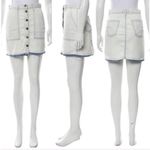 Current/Elliott Light Wash Bleached Denim Raw Edge Naval Mini Skirt Sz 25 Photo 1