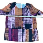 Bar III Abstract Print Layered Blouse Boxy Overlay Top Earth Tones Artistic Sz S Photo 6