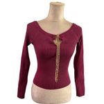 ASTR The Label Philippa Chain Strap Stretchy Sweater Fuchsia Ribbed Chain Sz M Size M Photo 9
