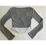 Y2K Top Womens Small Gray Long Sleeve Knit‎ V Photo 5
