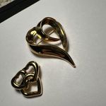 Monet  & Alison Reed Heart Gold Tone Brooch Pins Lot Of 2 Signsd Photo 1