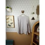 Daily Ritual White Striped Bell Sleeve Tunic Terry Sweatshirt Photo 2