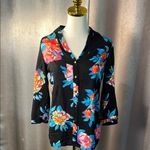 Maeve Anthropologie  Womens Woodland Walk Top  Black Floral Button Up.  order(58) Photo 4