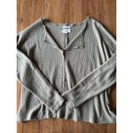 Blu Pepper Waffle Knit Sage Green Top Size Small Photo 0