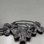 Vintage Enamel Brooch Pin 3" Brown Orange Flower Bouquet Rhinestone AB‎ Flecked Photo 1