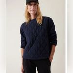Athleta Athlete Retroplush Quilted Crewneck Sweatshirt Navy Blue- Size Small Photo 3
