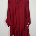 J.Crew Amelia Popover Shirtdress Drapey Viscose Twill Burgundy Ruffle 2X NWT Photo 2