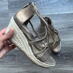 Eileen Fisher Eileen Fishers Wanda Metallic Suede Espadrille Wedge Sandals Size 6.5 Photo 1