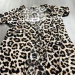 H&M Tan & Black Cheetah Print Short Sleeve Tie Top Cardigan Size M Photo 4