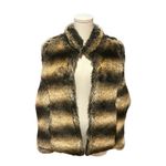 Dimri Women's XL Faux Fur Fully Lined Vest Striped Brown High Neck Mink Photo 4