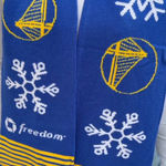 Golden State Warriors Blue and Yellow Snowflake Scarf Photo 0