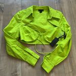 H:ours NWT Revolve  Nadia Crop Blouse Acid Lime Green Sz S Photo 6