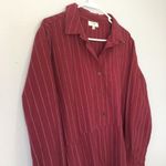 Umgee  • Red Striped Long Sleeve Shirt Dress with Pockets Fringe Hem Medium Photo 11