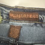 Vanilla Star Jeans Vintage Y2K Denim Skirt Pleated Mini Jeans Embroidered 90’s Paneled Cute Slit 1 Photo 2