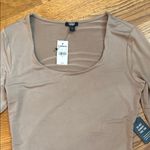 EXPRESS Body Contour Long Sleeve Square Neck Thong Bodysuit Taupe Size Small NWT Photo 2