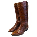 Joan & David Vintage Croc Embossed Leather Boots Size 37.5. US 7.5 S3928 Photo 7