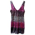 Vintage Y2K Jeweled Tone Sequin Color Block Mini Slip Dress Medium Gold Photo 7