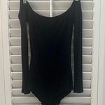 Emma & Sam Black Long Sleeve Off the Shoulder Bodysuit Photo 0