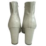 Bamboo  White Croc Block 4 Inch Heel Ankle Boots Zip Side Gogo Bootie Womens 11 Photo 2