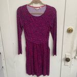 Boden Abigail Jersey Dress Sz 2P Long Sleeve Circle Skirt Purple Blue Geo Print Pink Photo 3