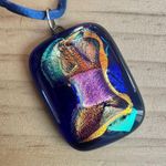 Handmade Dichroic Glass Pendant Necklace Blue Photo 8