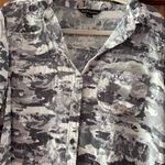 Rock & Republic  Button Up Shirt SzLarge Long Roll Tab Sleeve Gray Camouflage Top Photo 2