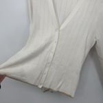 Theory  Open Knit White & Tan Cardigan Top Preppy Designer Size Medium Photo 2