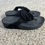 FitFlop  Womens Florrie Sandals Size 9 Black Flower Thong Toe Post Slide Photo 5