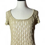 ISDA & CO Beige Crochet Knit Short Sleeve Top Size S Boho Photo 0