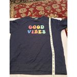 Wildfox "Good Vibes" Crewneck Sweatshirt Blue Multi Chenille Applique Size S Photo 6