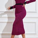 SheIn Pink and Black Checkered sweater dress Photo 0