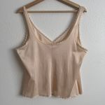WARNERS Vintage 90s Champange Beige V Neck Bow Lace Trim Thin Strap Camisole Top Tan Size L Photo 4