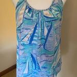 Lilly Pulitzer Sailboat Blue and Green Racerback Tank Top Size Small Photo 0