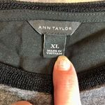 Ann Taylor  Women's Gray Long Sleeve Knit Crochet Back with Black Lining Top Size Photo 10