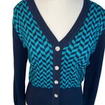Lady Hagen  Liberty Navy Blue/Green Herringbone Golf Sweater Long Sleeve Size XS Photo 2