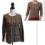 J.Crew Teddie Leopard Print Sweater Brown Size Medium Animal Pullover Photo 1