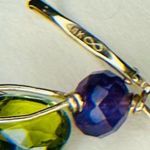 14kt yellow gold handmade earrings. Purple Photo 3